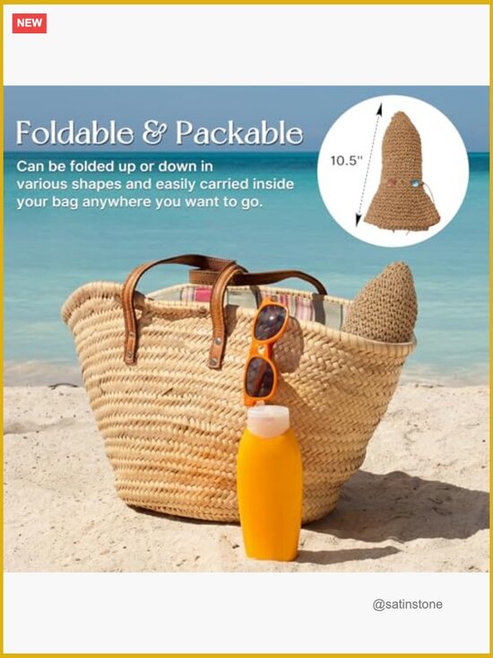 Floppy Wide Brim Paper Straw Bucket Hat UPF 50+ Sun Protection main image 5